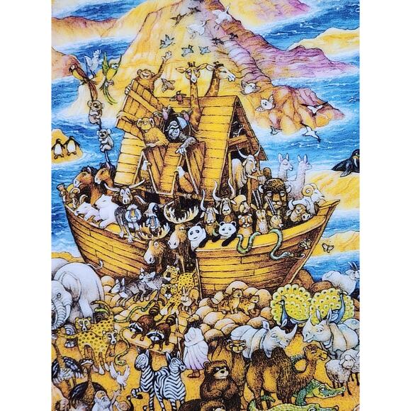 Noah's Ark Bible Story Plate Two By Two by Bill Bell 8" 1991 Porcelain Gold Trim - Picture 2 of 12